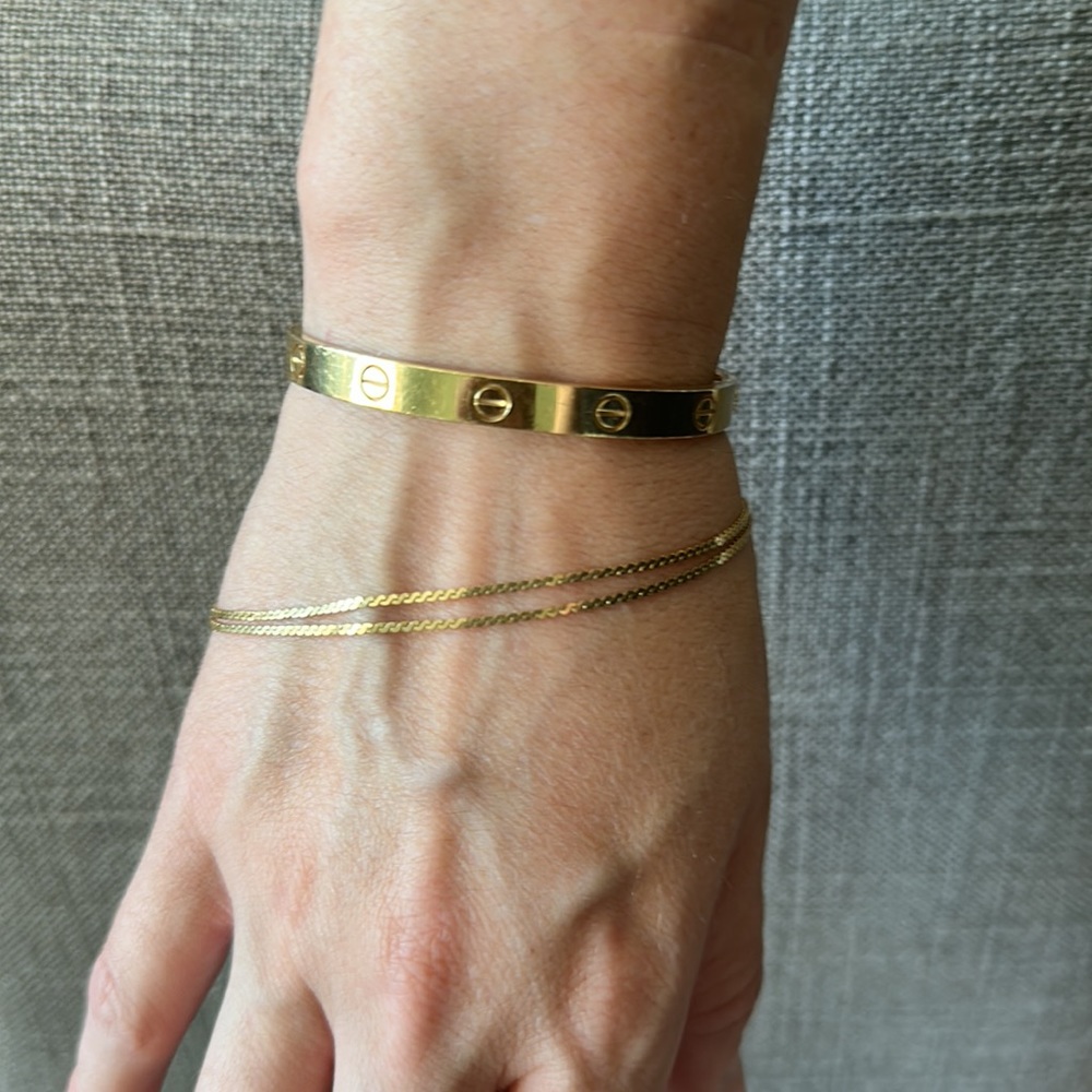 14k Solid gold bracelet or anklet 8 5/8” double s link snake chain authentic